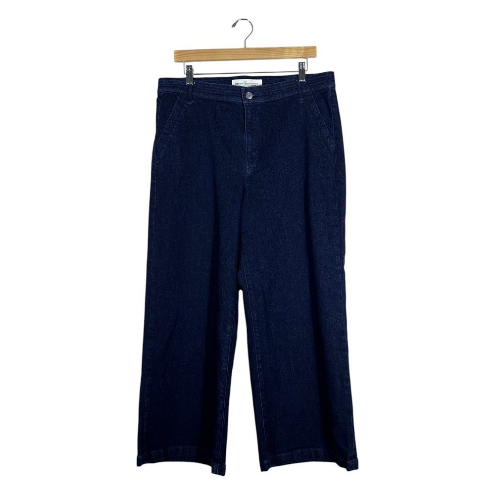 Gap 1969 Wide Leg Trousers Solid Denim Jeans Indigo Super High Rise Size 33